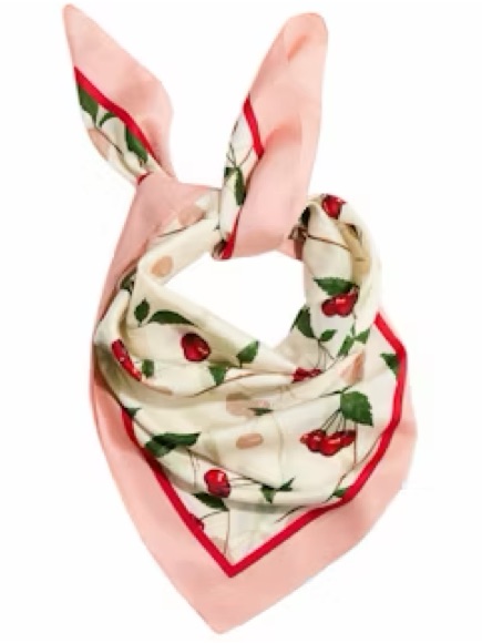 Stella Mccartney X H&M Silk Cherry Print Pink Bandana Scarf